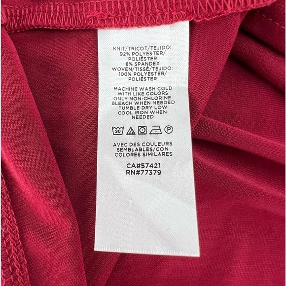 Ann Taylor Red Short Sleeve Elastic Neckline Blouse Size Large Women's - Picture 4 of 6